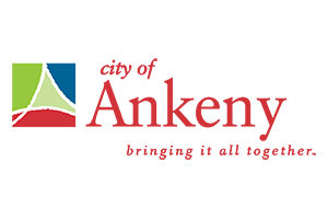 City of Ankeny logo with red text and multicolor square icon, “bringing it all together.”