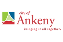 City of Ankeny logo with red text and multicolor square icon, “bringing it all together.”