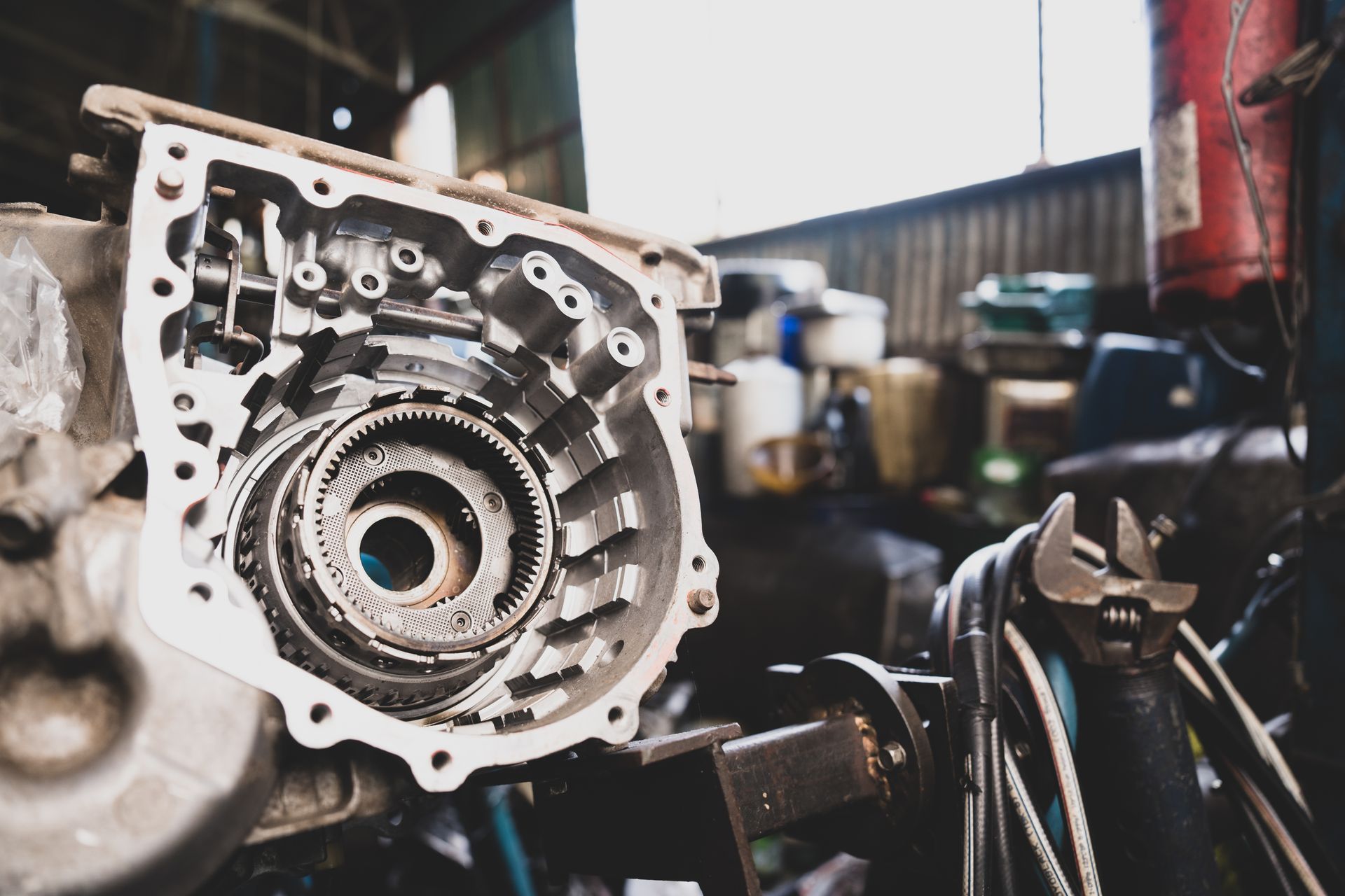 Heavy equipment parts for sale like this disassembled automatic transmission gear.