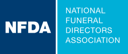 NFDA logo with blue panels and white text reading National Funeral Directors Association