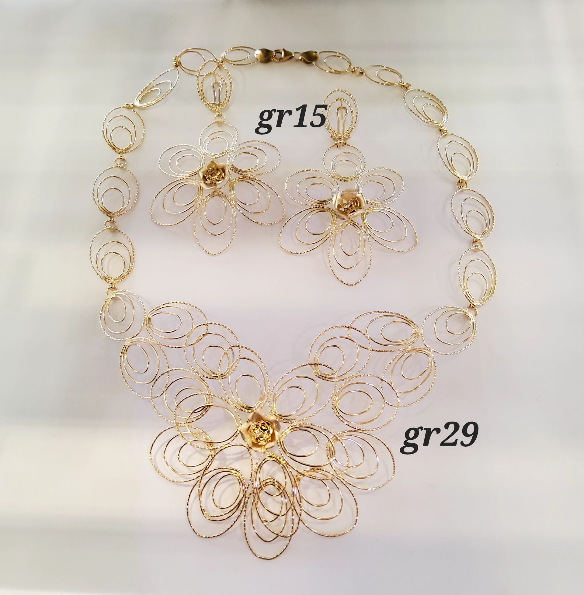 PARURE ORO 18KT COLLANA E ORECCHINI 