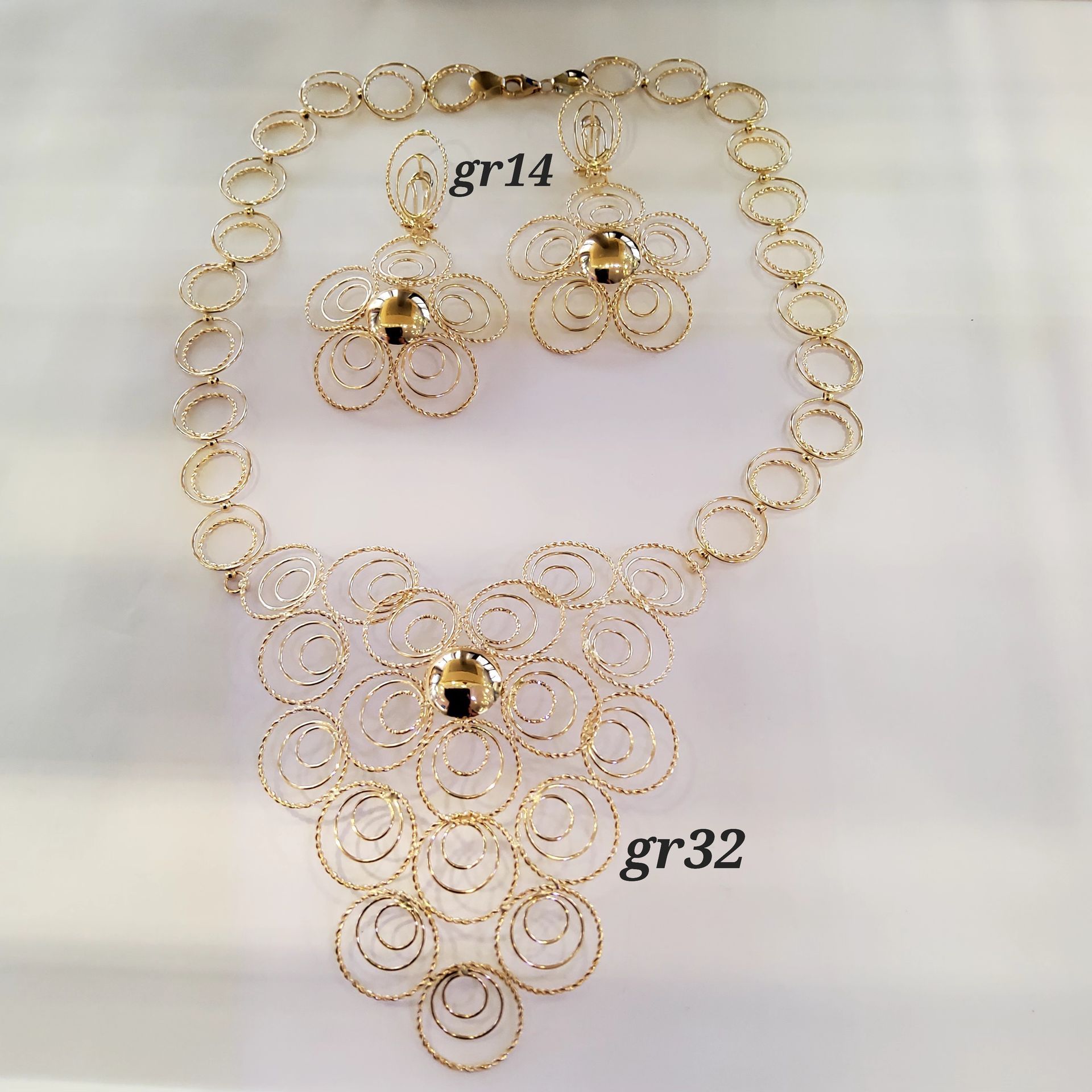 PARURE ORO 18KT COLLANA E ORECCHINI 