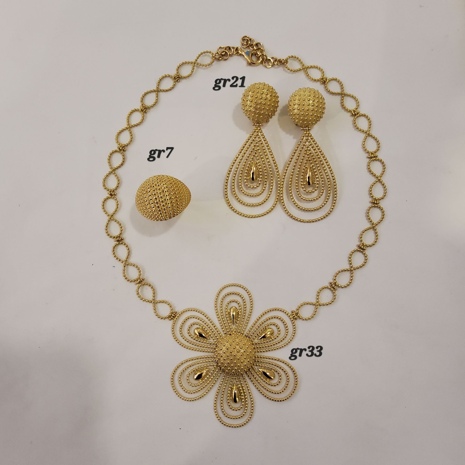 PARURE ORO 18KT COLLANA, ORECCHINI E ANELLO