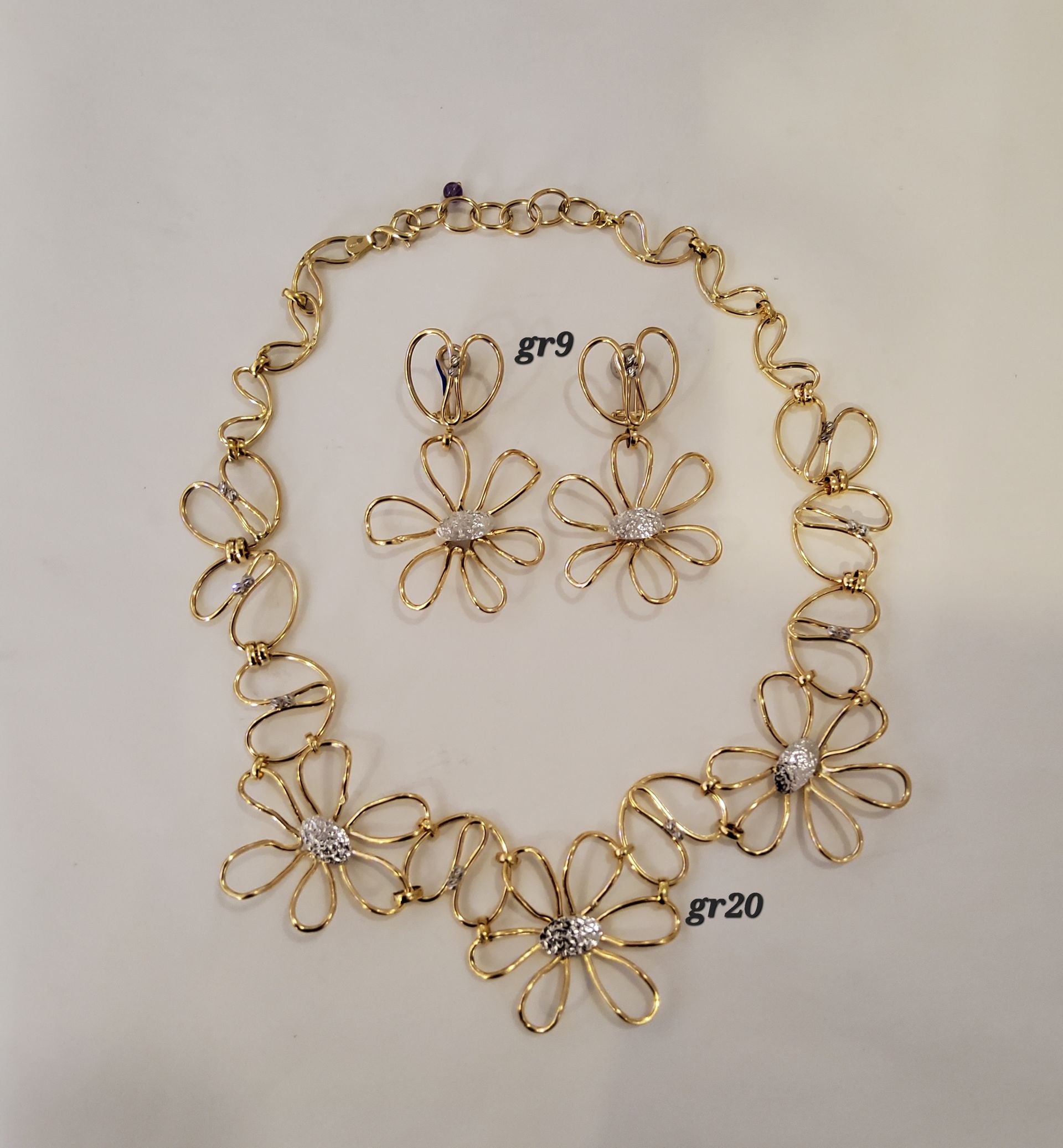 PARURE ORO 18KT COLLANA E ORECCHINI 