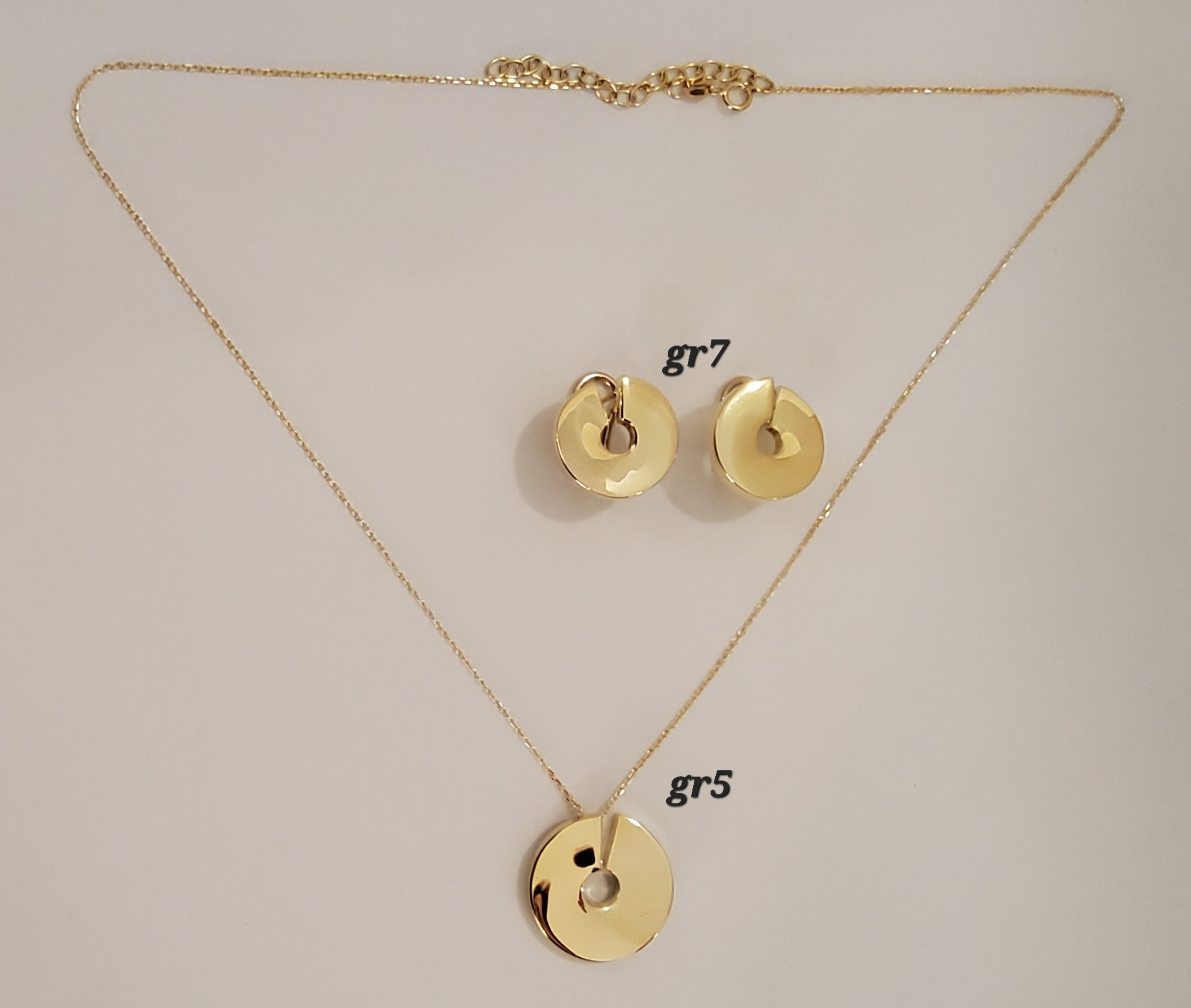 PARURE COLLANA, ORECCHINI E  BRACCIALE 18 KT LEGGERI