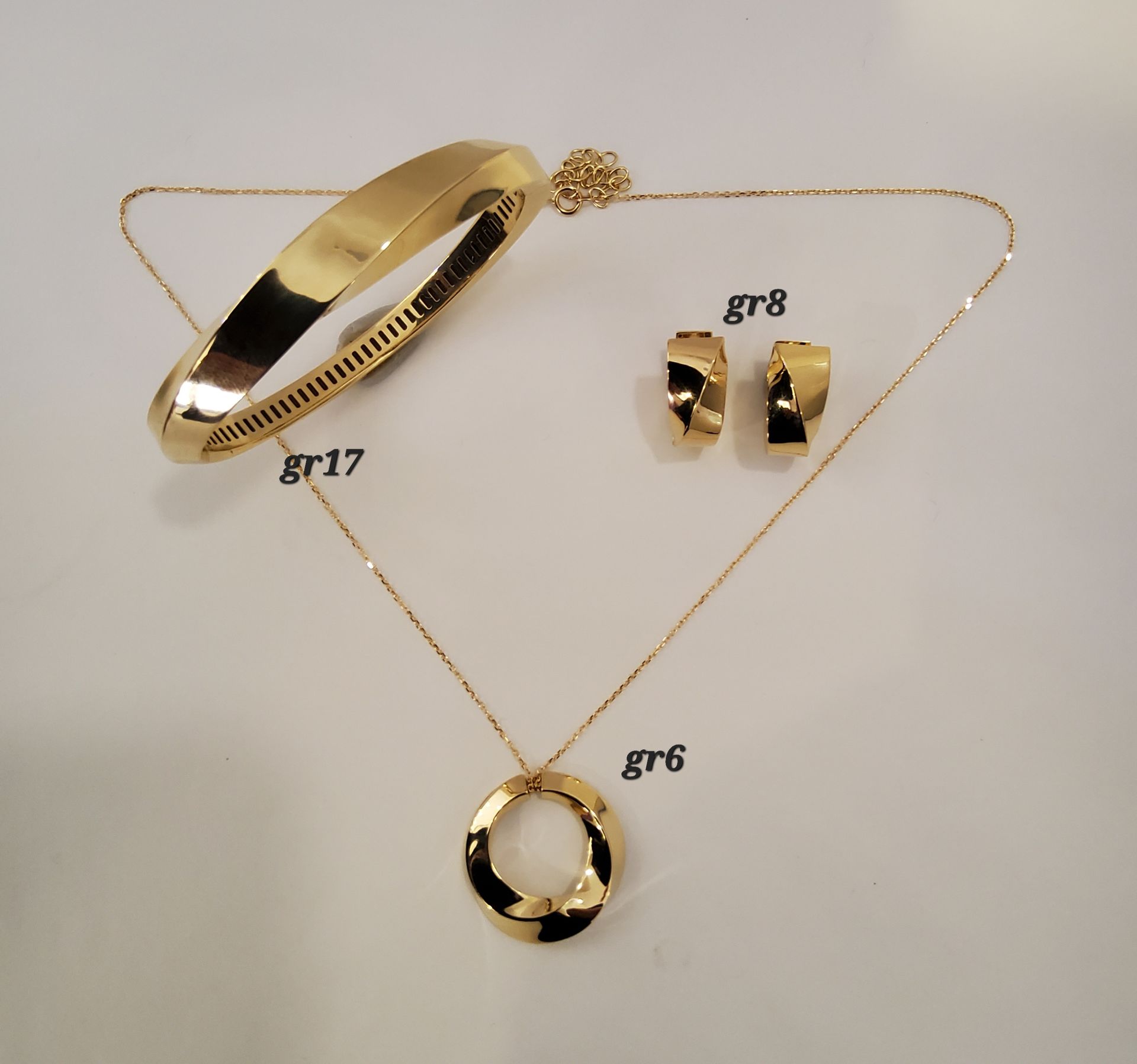 PARURE COLLANA, ORECCHINI E  BRACCIALE 18 KT LEGGERI