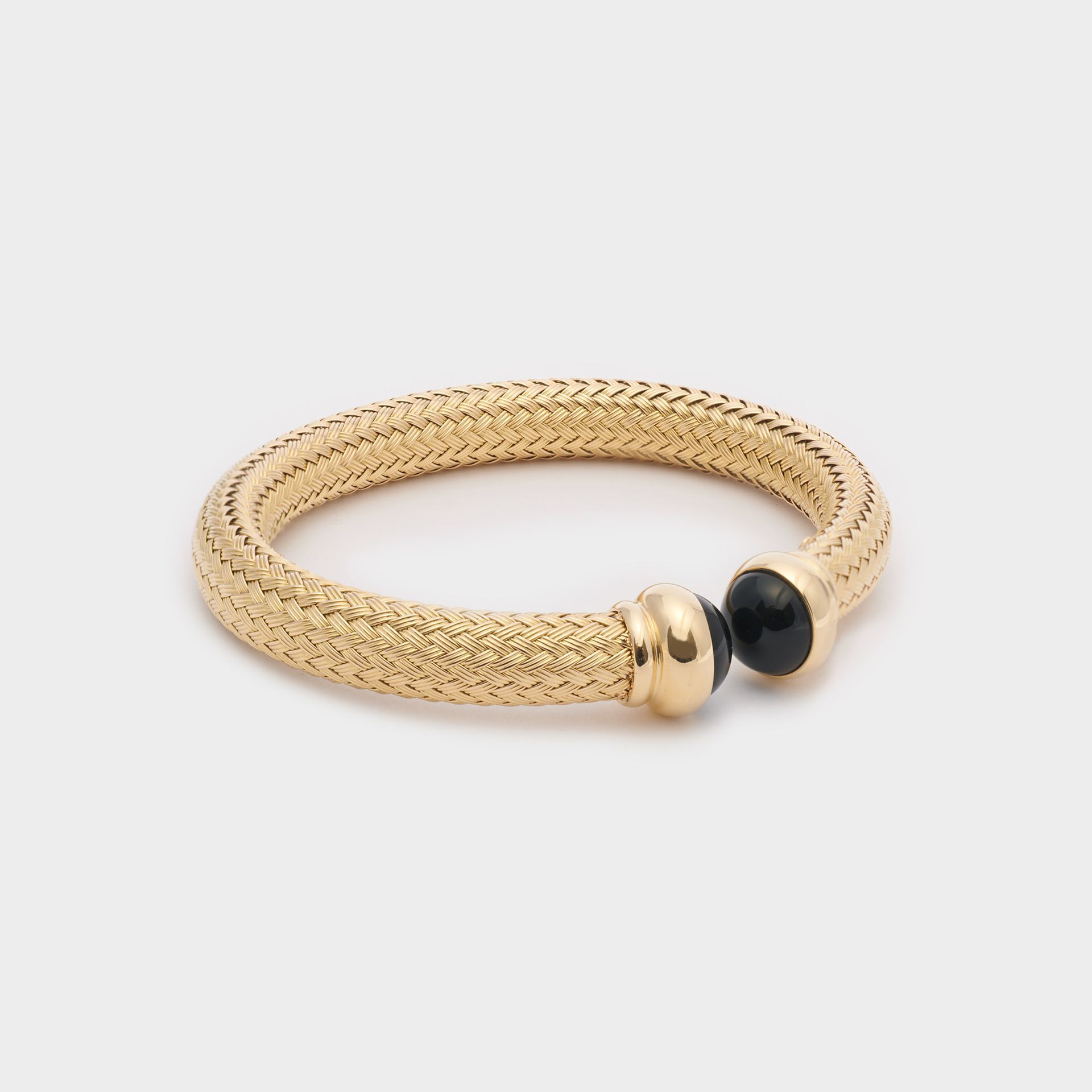 BRACCIALE DONNA ORO GIALLO CON SMALTO NERO