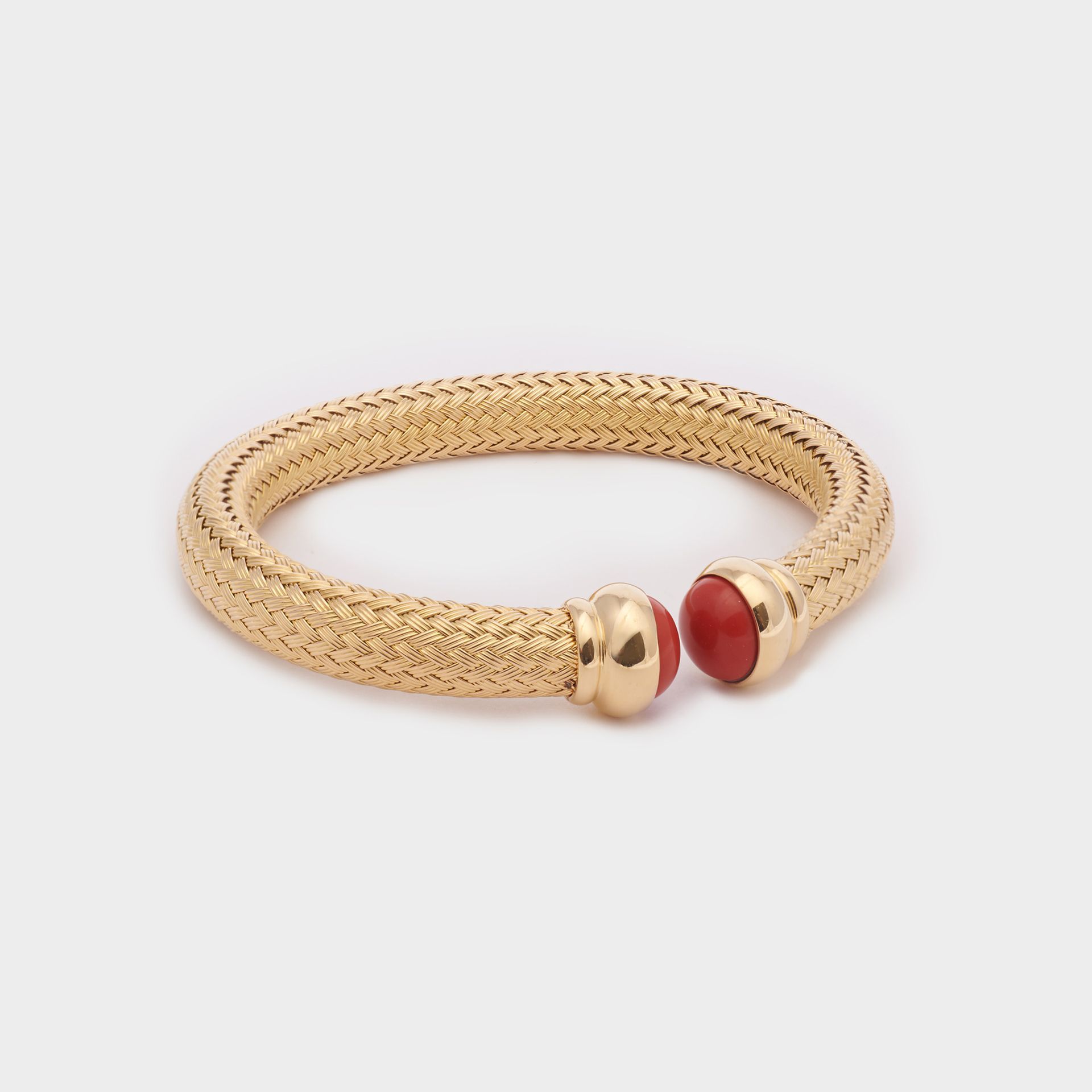 BRACCIALE DONNA ORO GIALLO CON SMALTO ROSSO