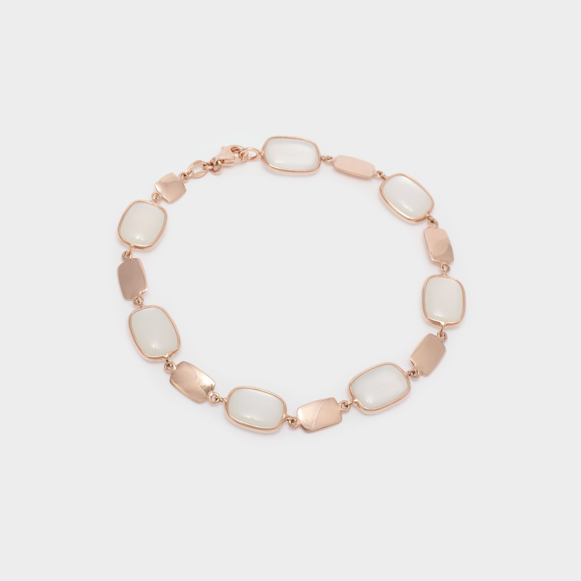 BRACCIALE ORO ROSA 18 KT CON PIETRE IDROTERMALI BIANCHE 