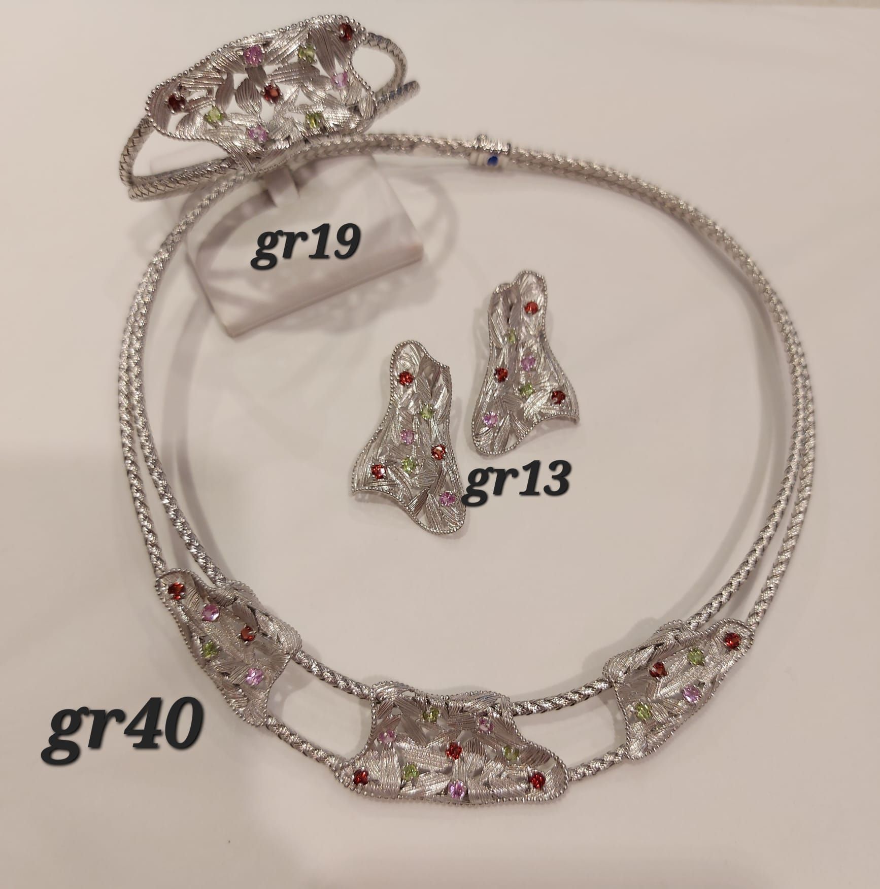 PARURE, BRACCIALE E ORECCHINI CON PERLE ORO BIANCO 18K