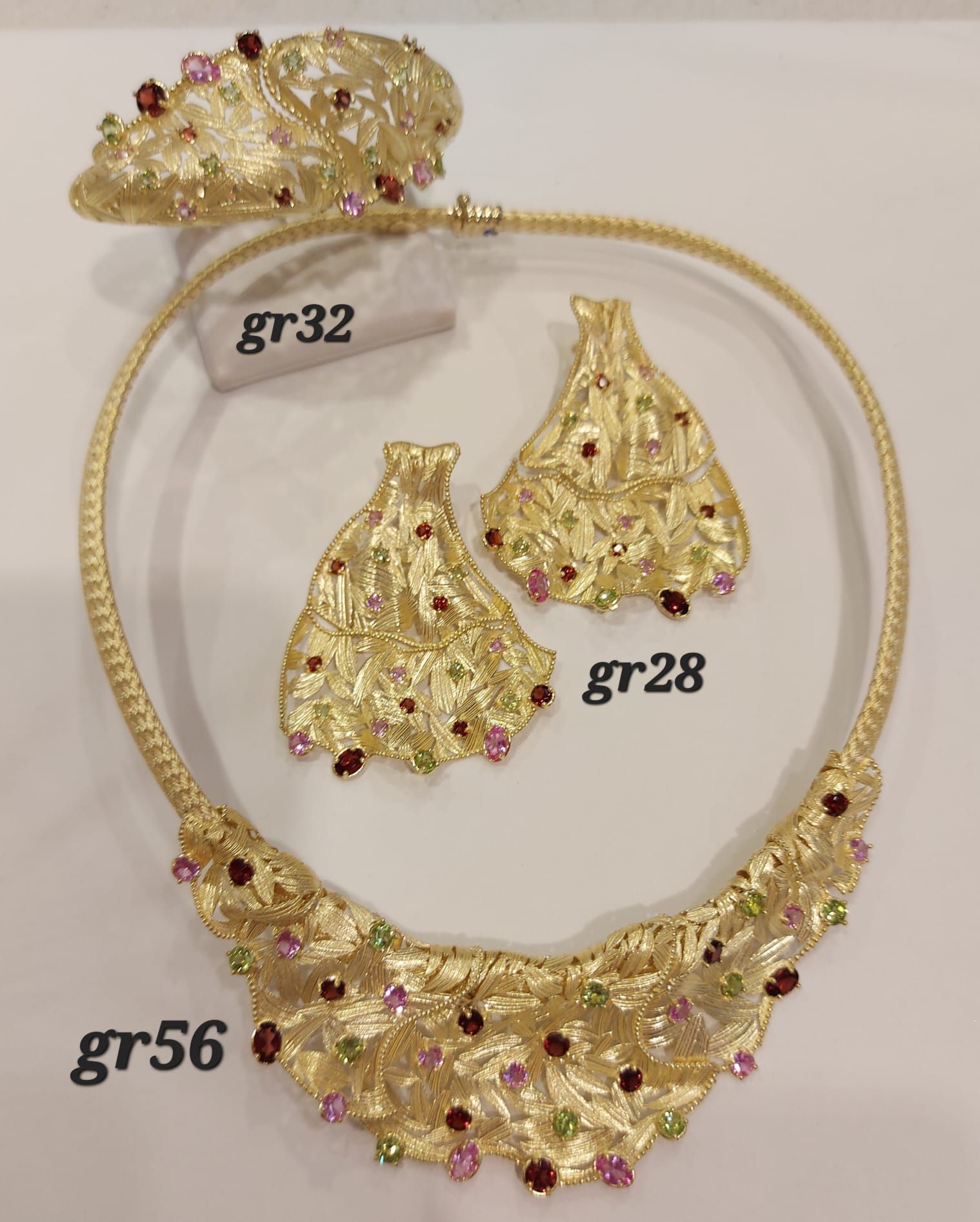 PARURE CON COLLANA, BRACCIALE E ORECCHINI ORO GIALLO 18K 