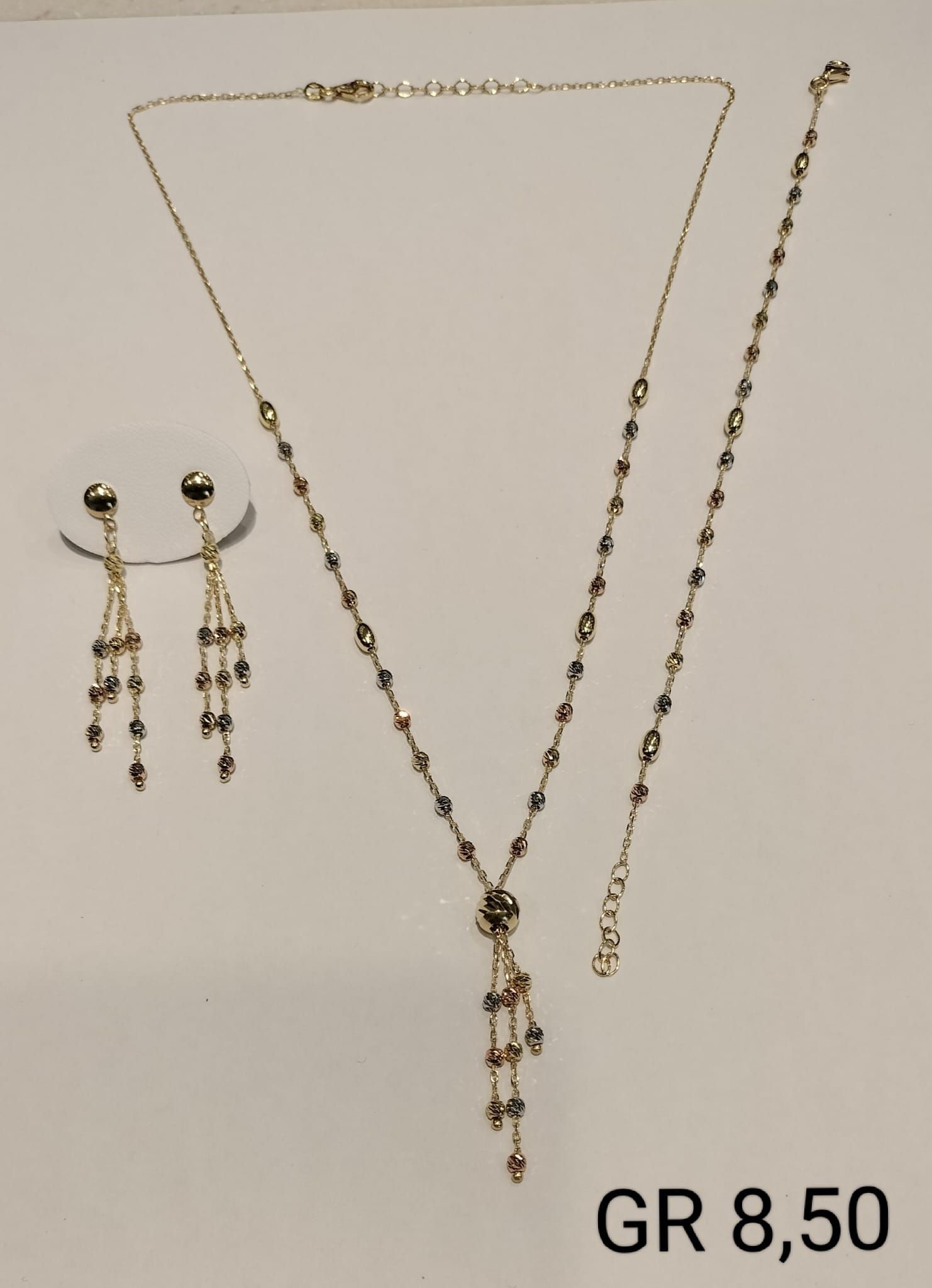 COLLANA CON BRACCIALE E ORECCHINI ORO GIALLO 18K
