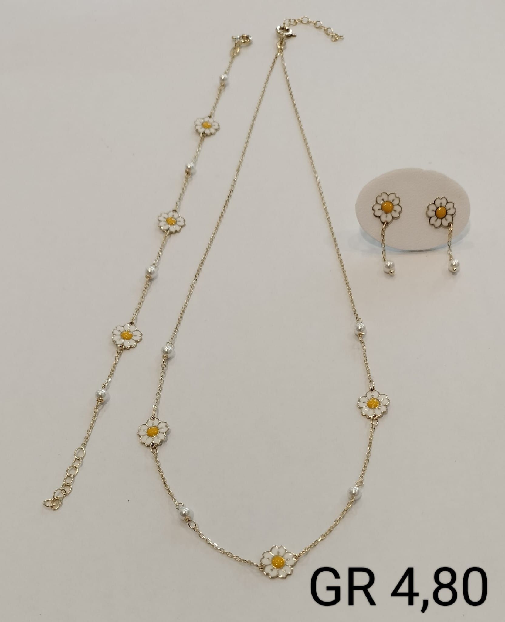 COLLANA CON BRACCIALE  E ORECCHINI A MOTIVO FLOREALE ORO 18K ORO GIALLO 