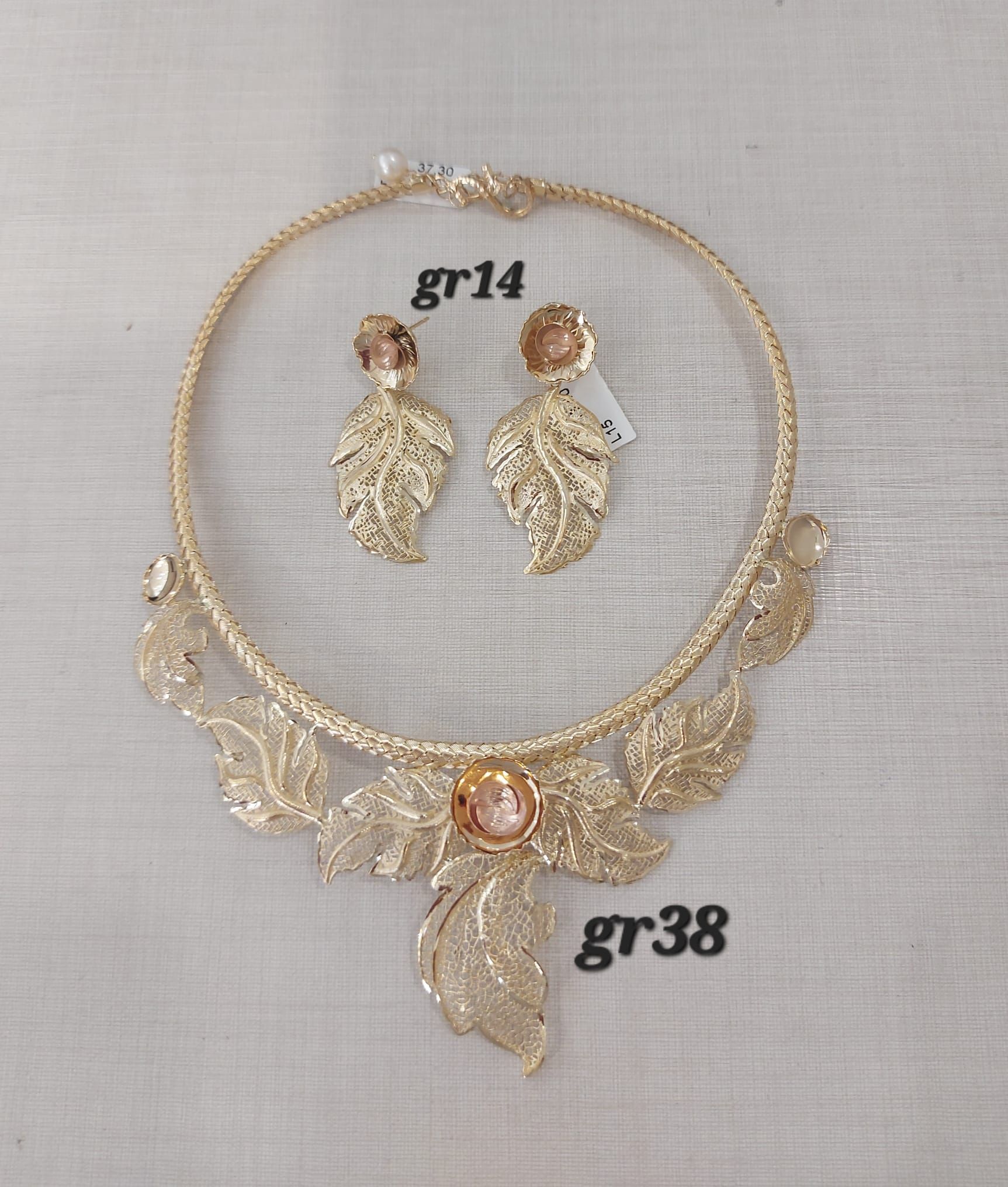 PARURE CON ORECCHINI  ORO 18K  BIANCO 