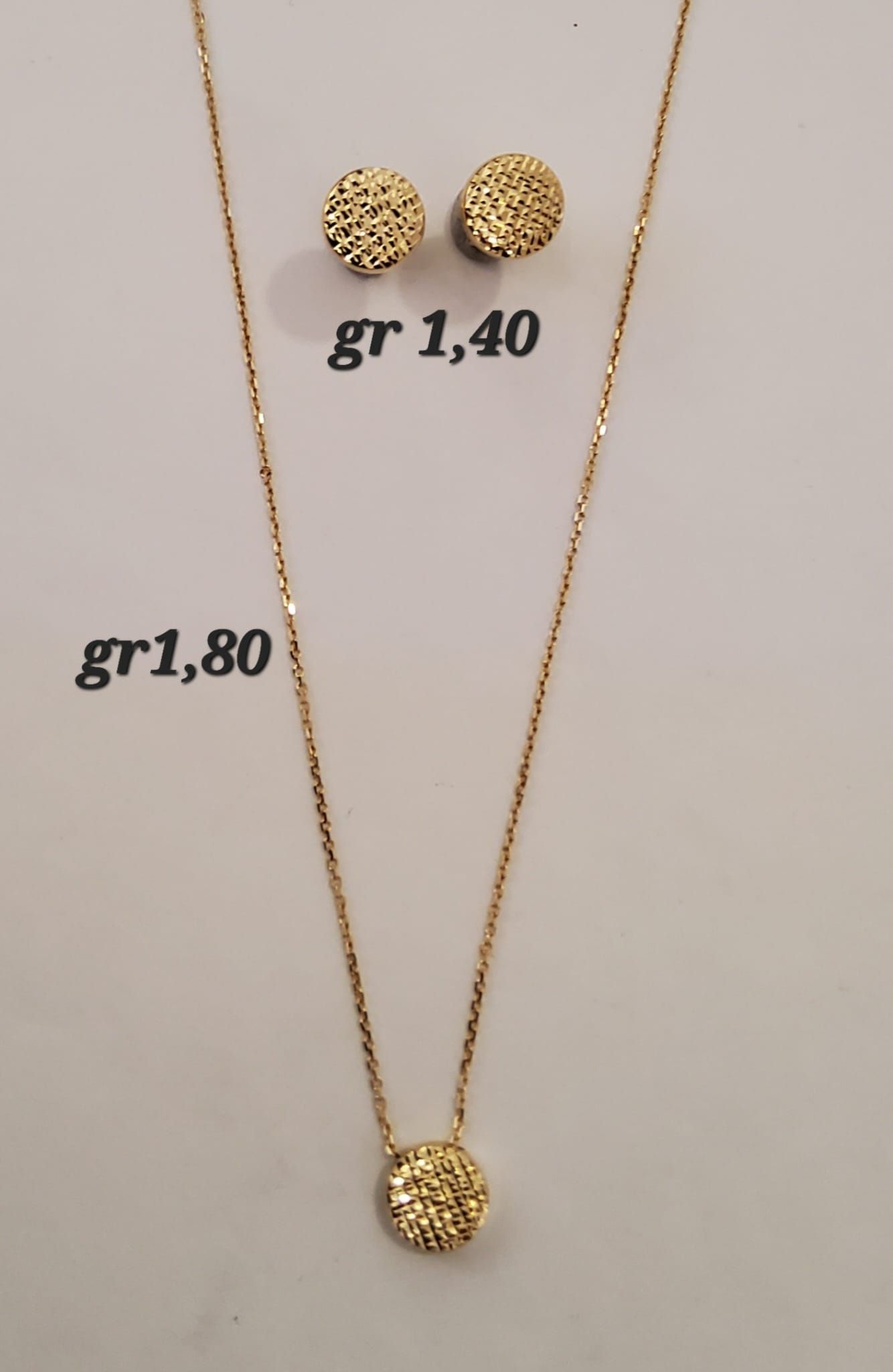 COLLANA CON ORECCHINI ,ORO 18K GIALLO