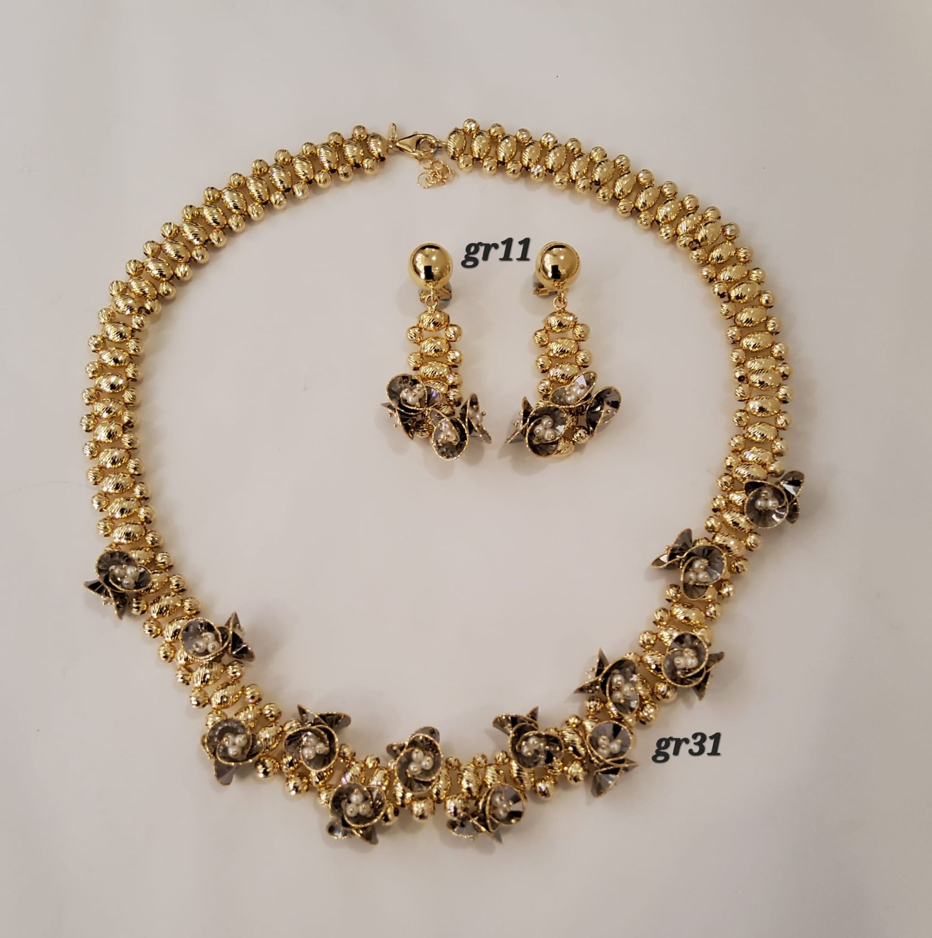 PARURE COLLANA ORECCHINI E ANELLO CON FIORI