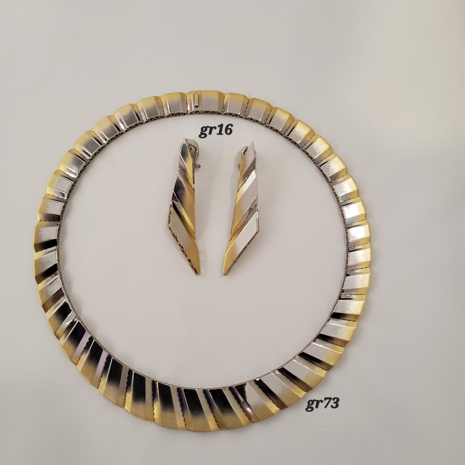 PARURE COLLANA ORECCHINI ELEMENTI GEOMETRICI
