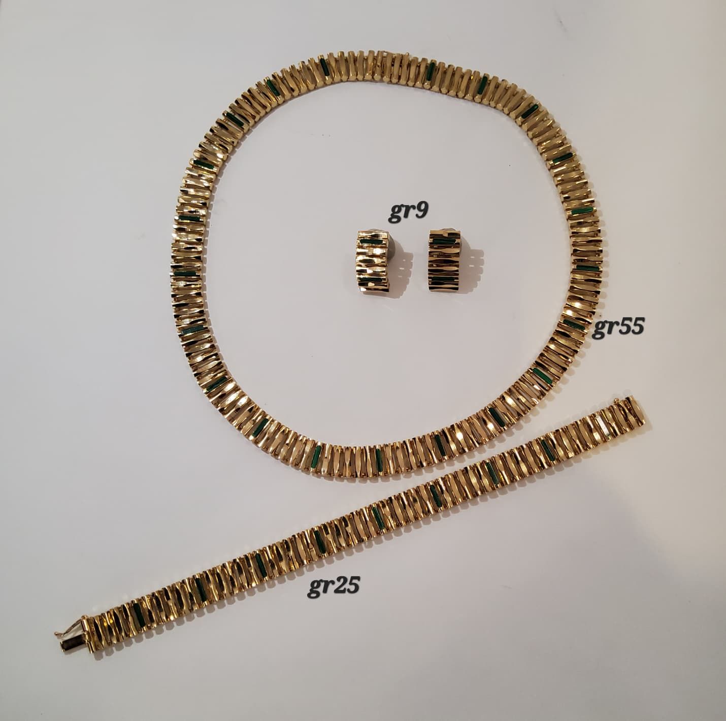 PARURE COLLANA ORECCHINI E BRACCIALE CON ELEMENTI GEOMETRICI