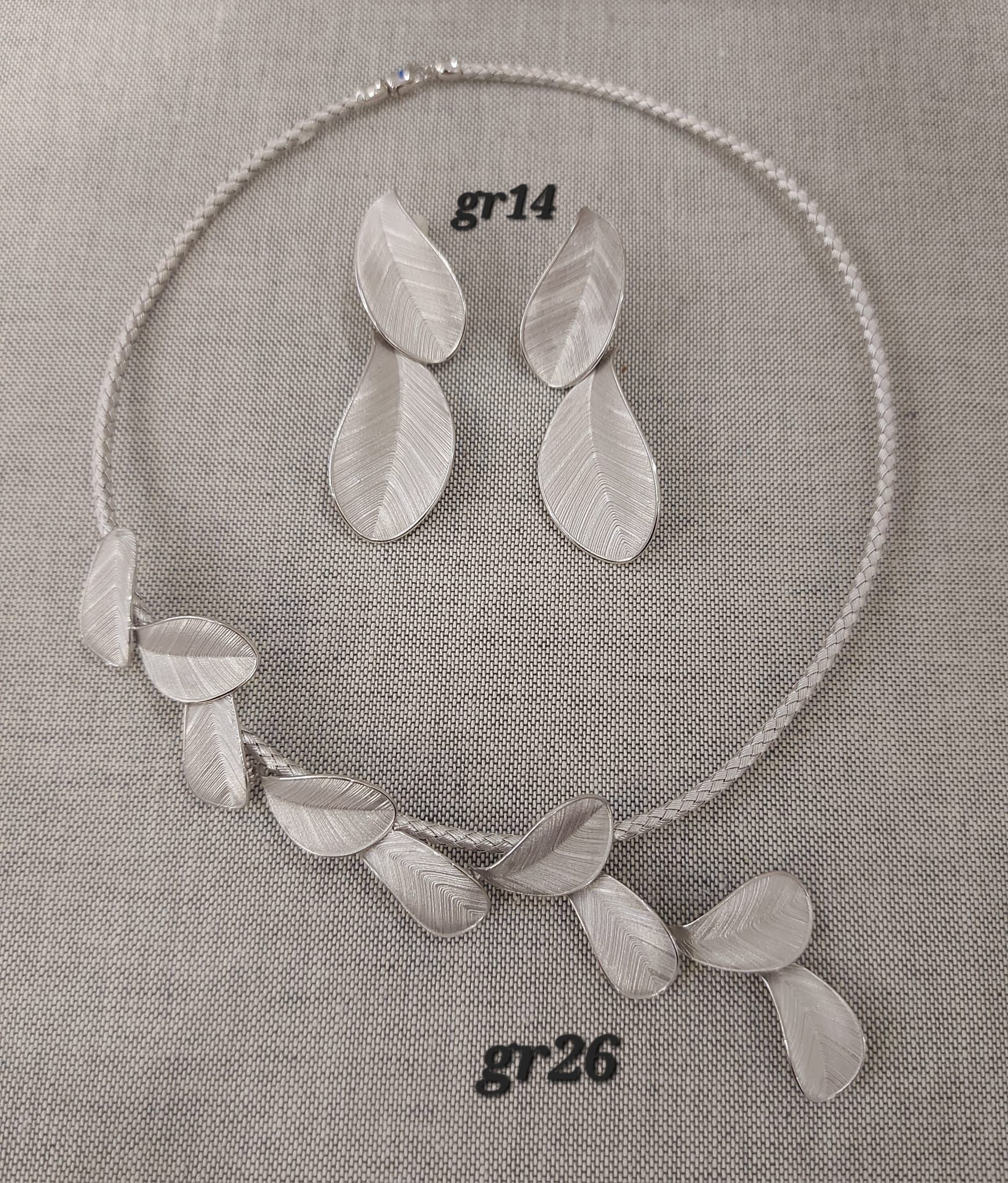 PARURE CON COLLANA ORECCHINI  ORO  BIANCO 18K 