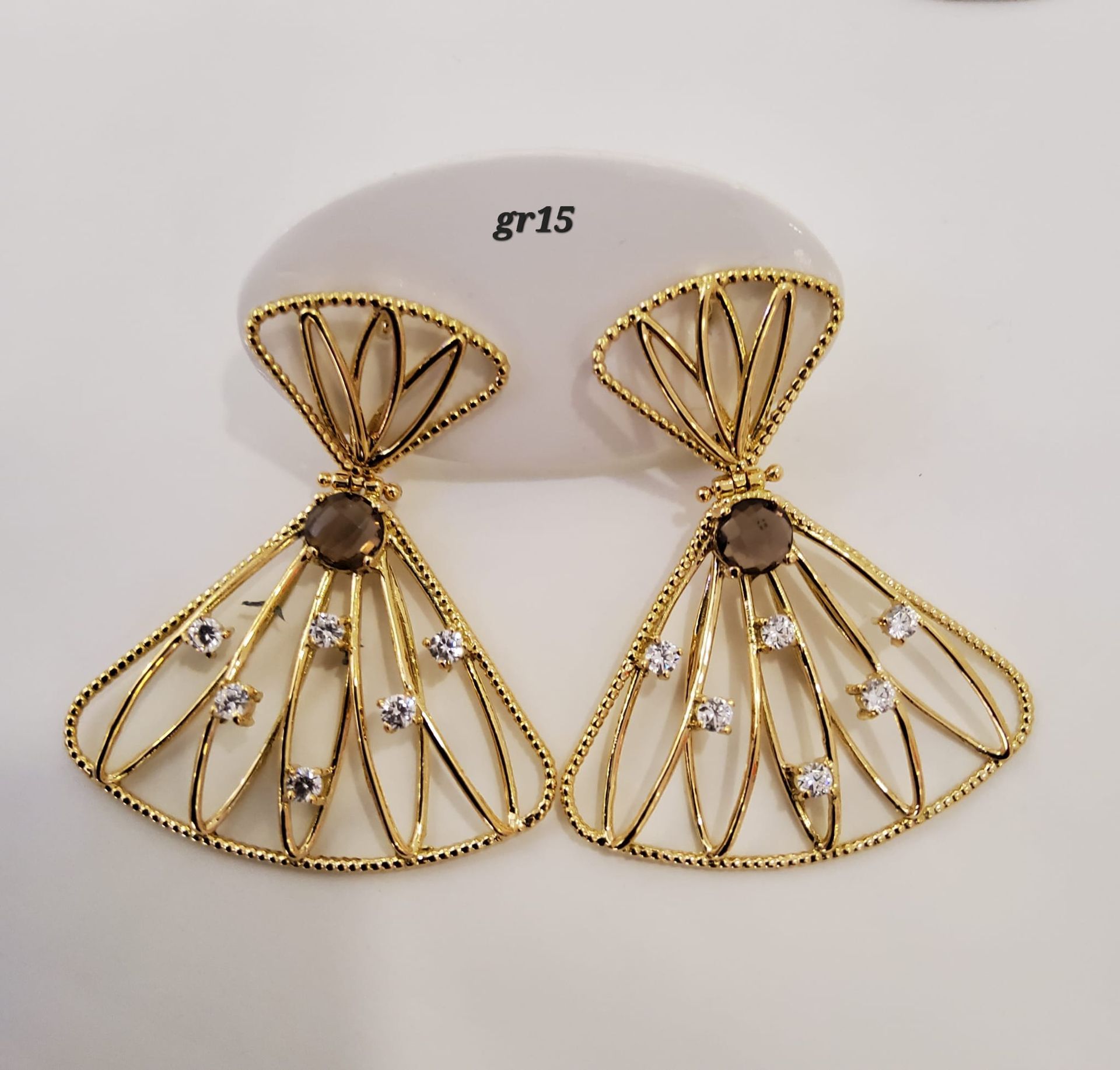 ORECCHINI PENDENTI ORO GIALLO 18K E PIETRE
