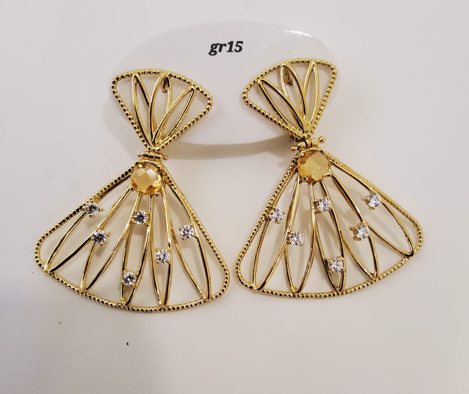ORECCHINI PENDENTI ORO GIALLO 18K E PIETRE

