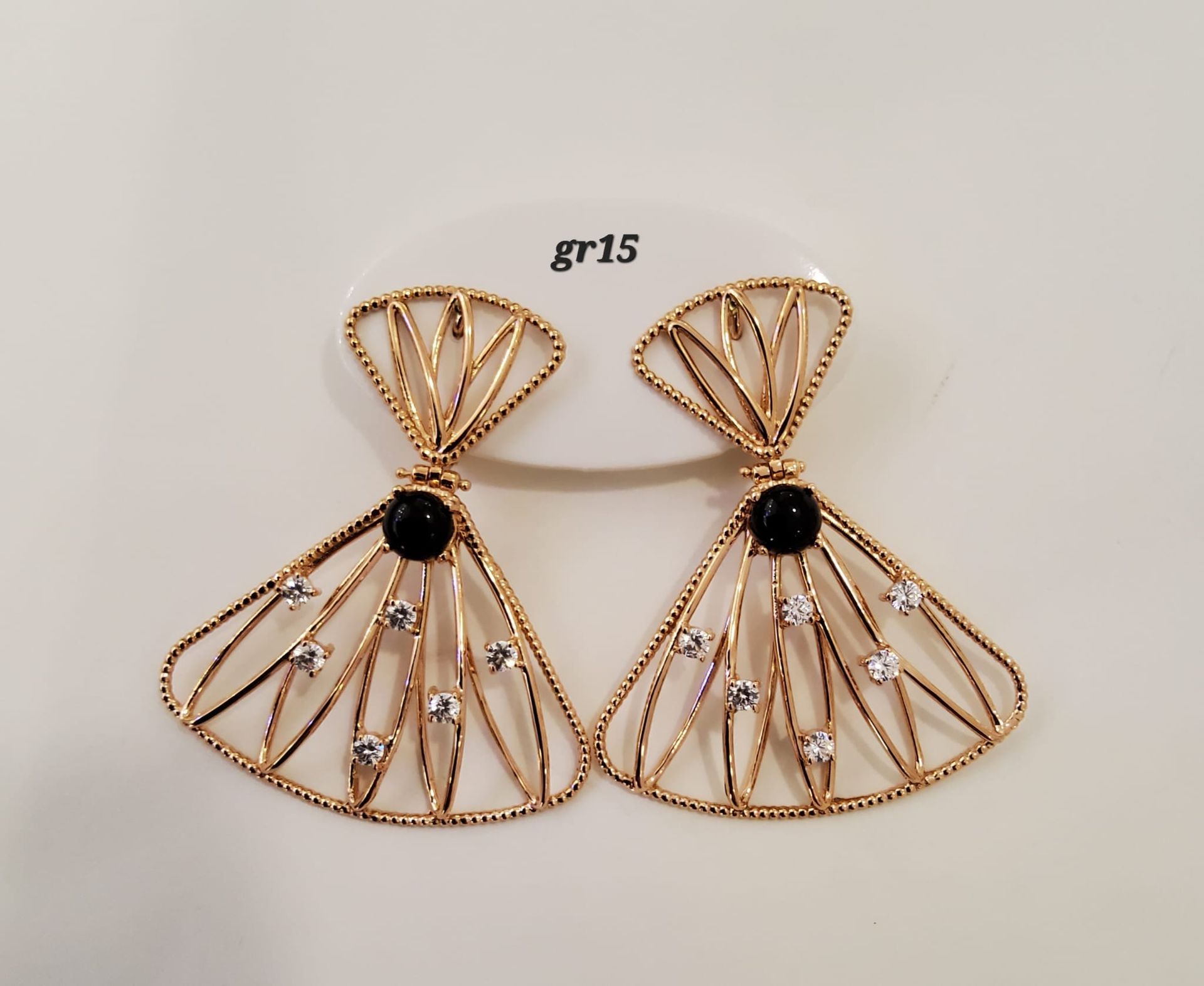 ORECCHINI PENDENTI ORO ROSA 18K E PIETRE