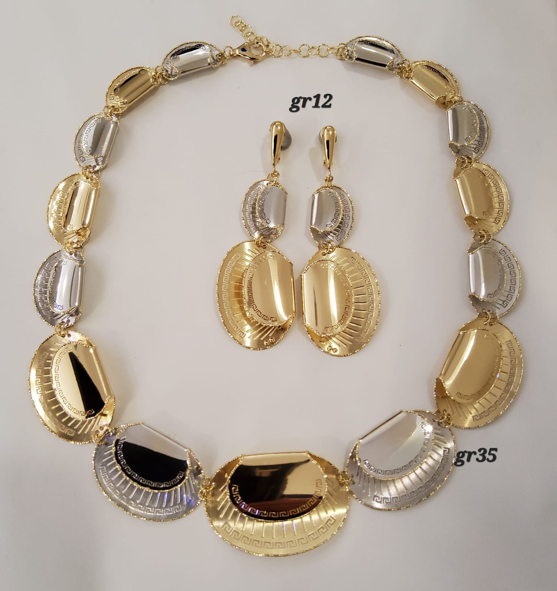 PARURE CON ORECCHINI  ORO 18K  BIANCO E GIALLO