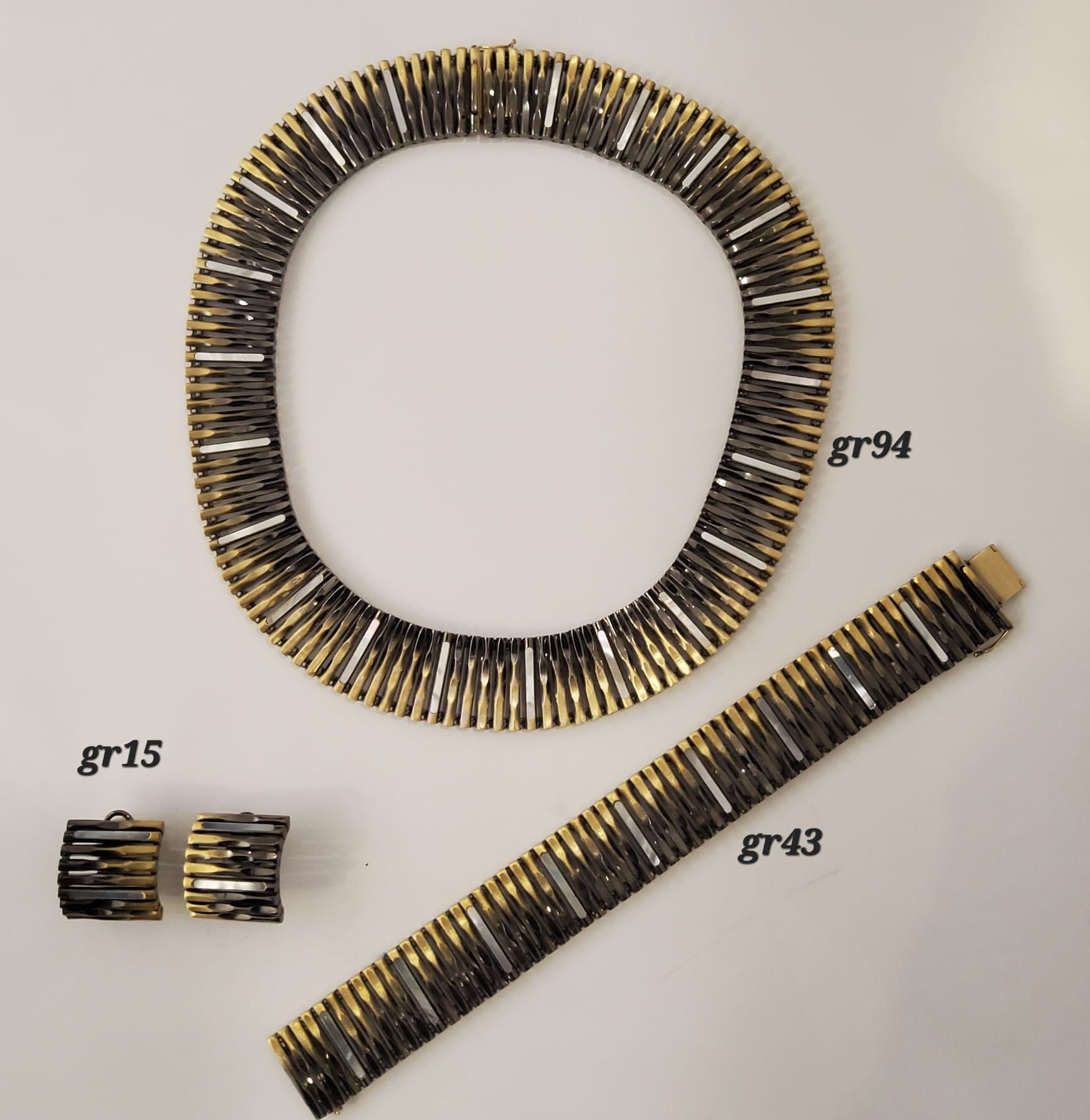 PARURE COLLANA BRACCIALETTO ORECCHINI FORMA GEOMETRICA 