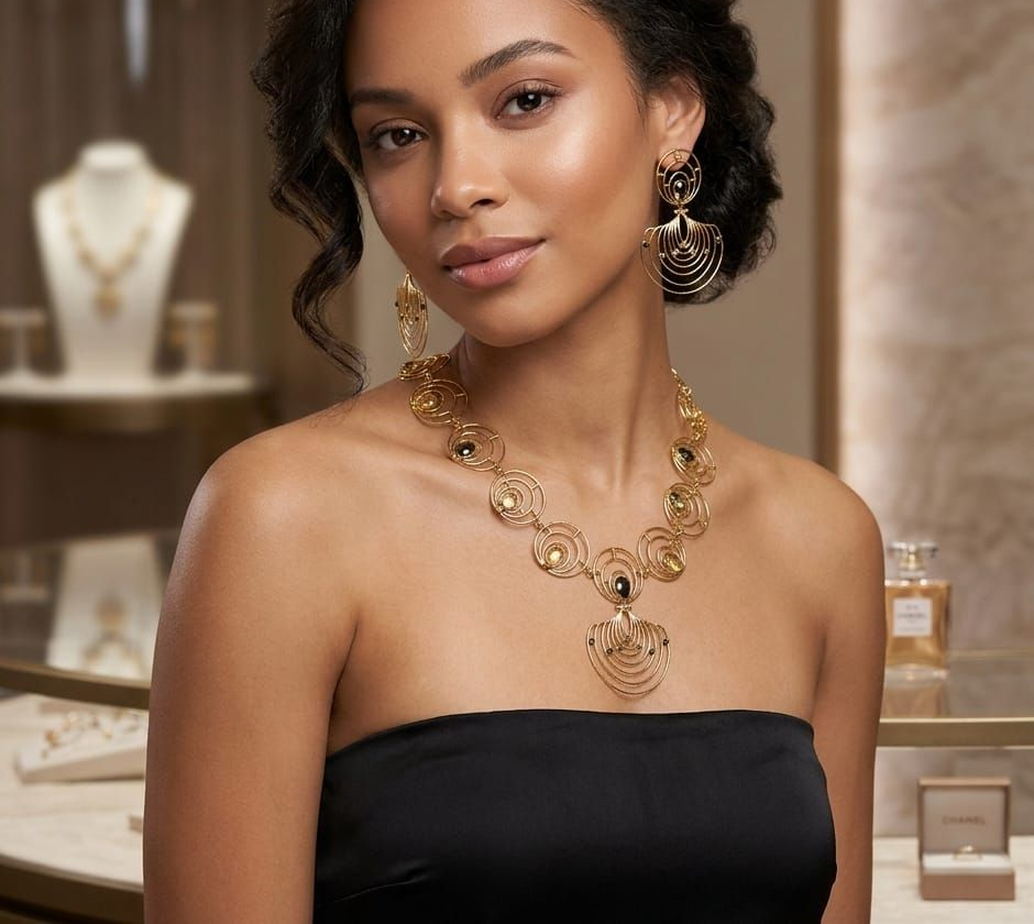 MODELLA CON GIOIELLI  ORO 18KT