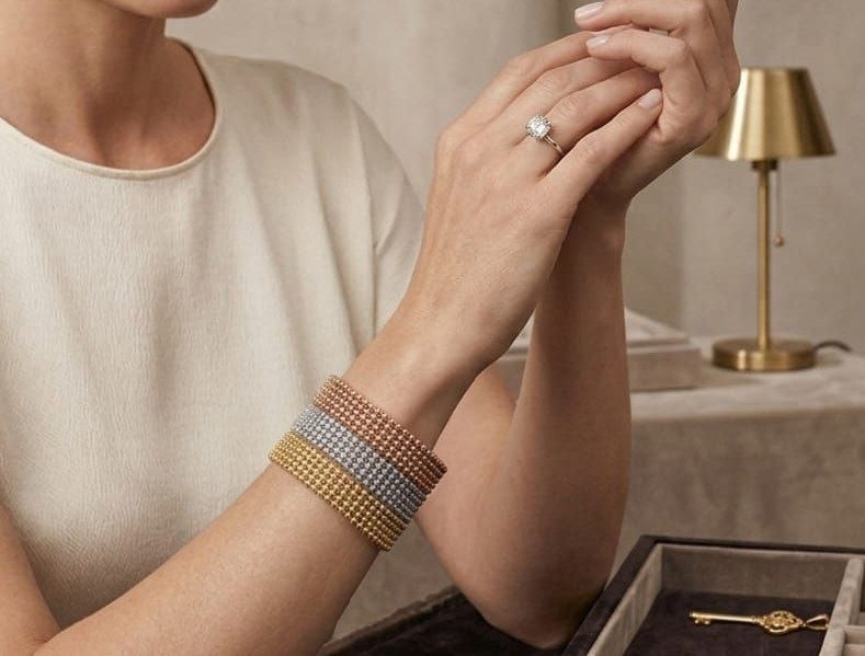 MODELLA CON GIOIELLI  ORO 18KT