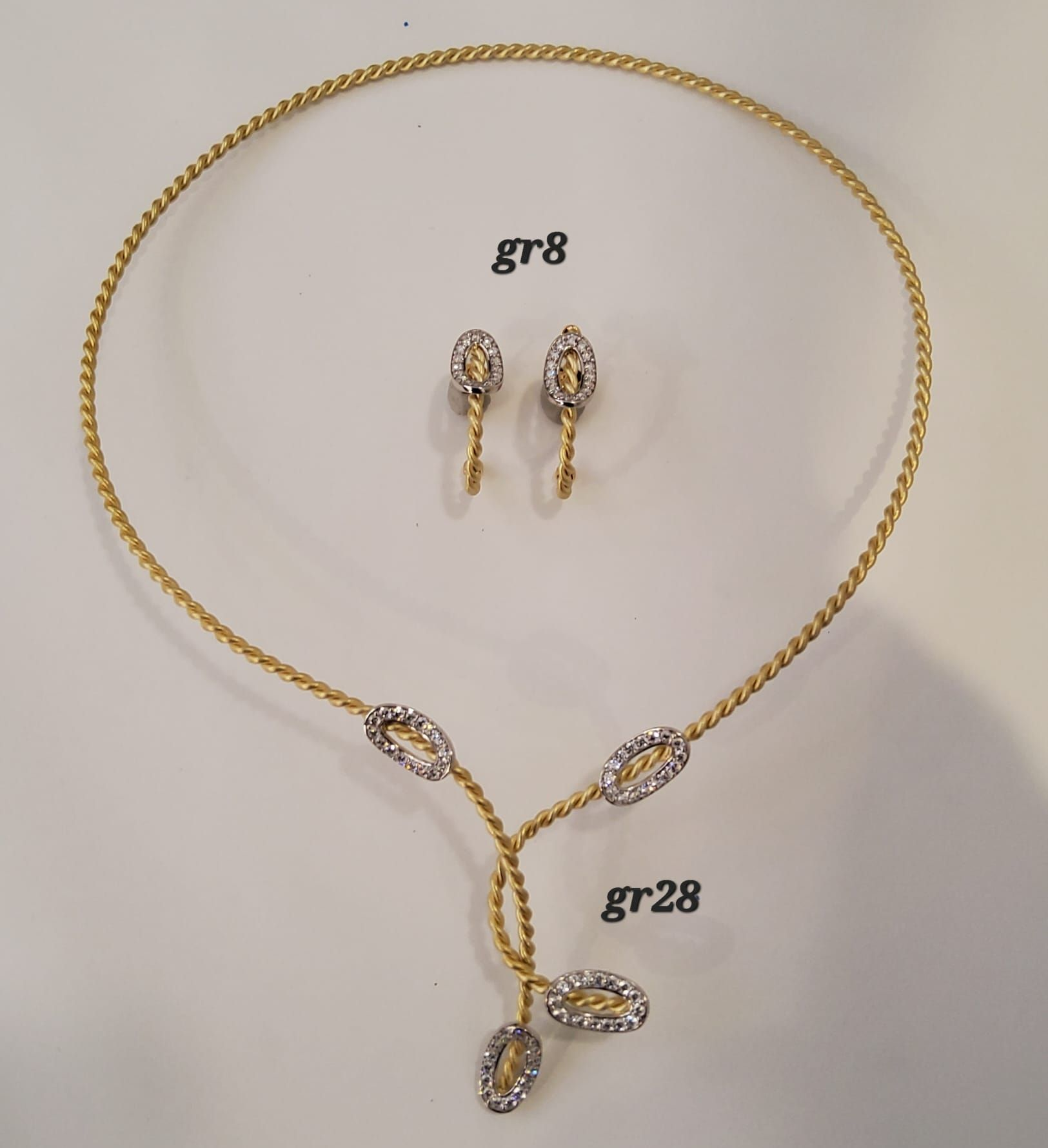 PARURE CON ORECCHINI  ORO 18K  BIANCO E GIALLO