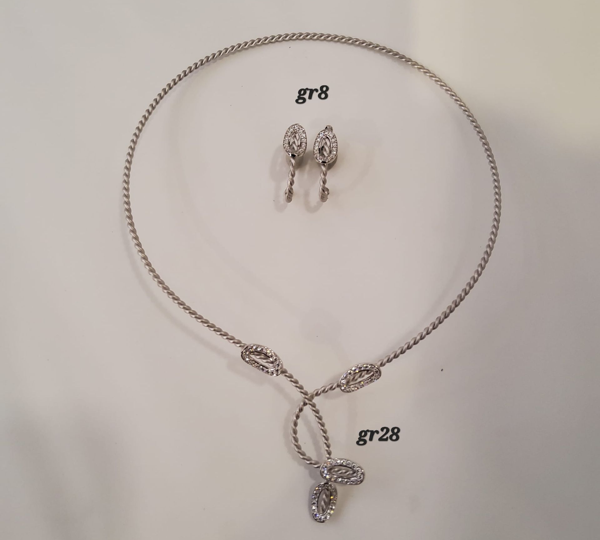 PARURE CON ORECCHINI  ORO 18K  BIANCO 