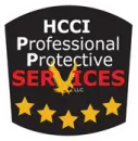 A logo for hcci professional protective services llc with five stars.
