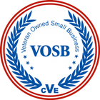 A veteran owned small business logo with a laurel wreath