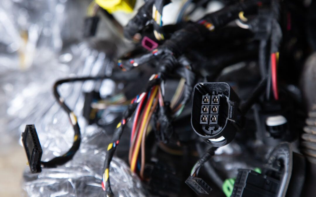 A close up of a bunch of wires on a table.