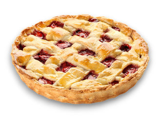 Crostata a griglia con crosta dorata e ripieno di frutta rossa ben visibile