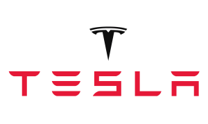 Tesla logo with a black 