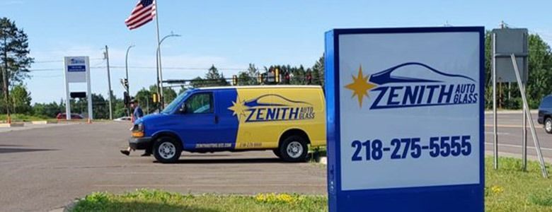 A blue and yellow van with 