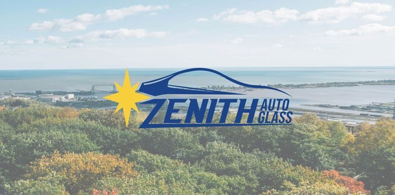 Zenith Auto Glass logo with a car silhouette and a yellow star over a scenic landscape.