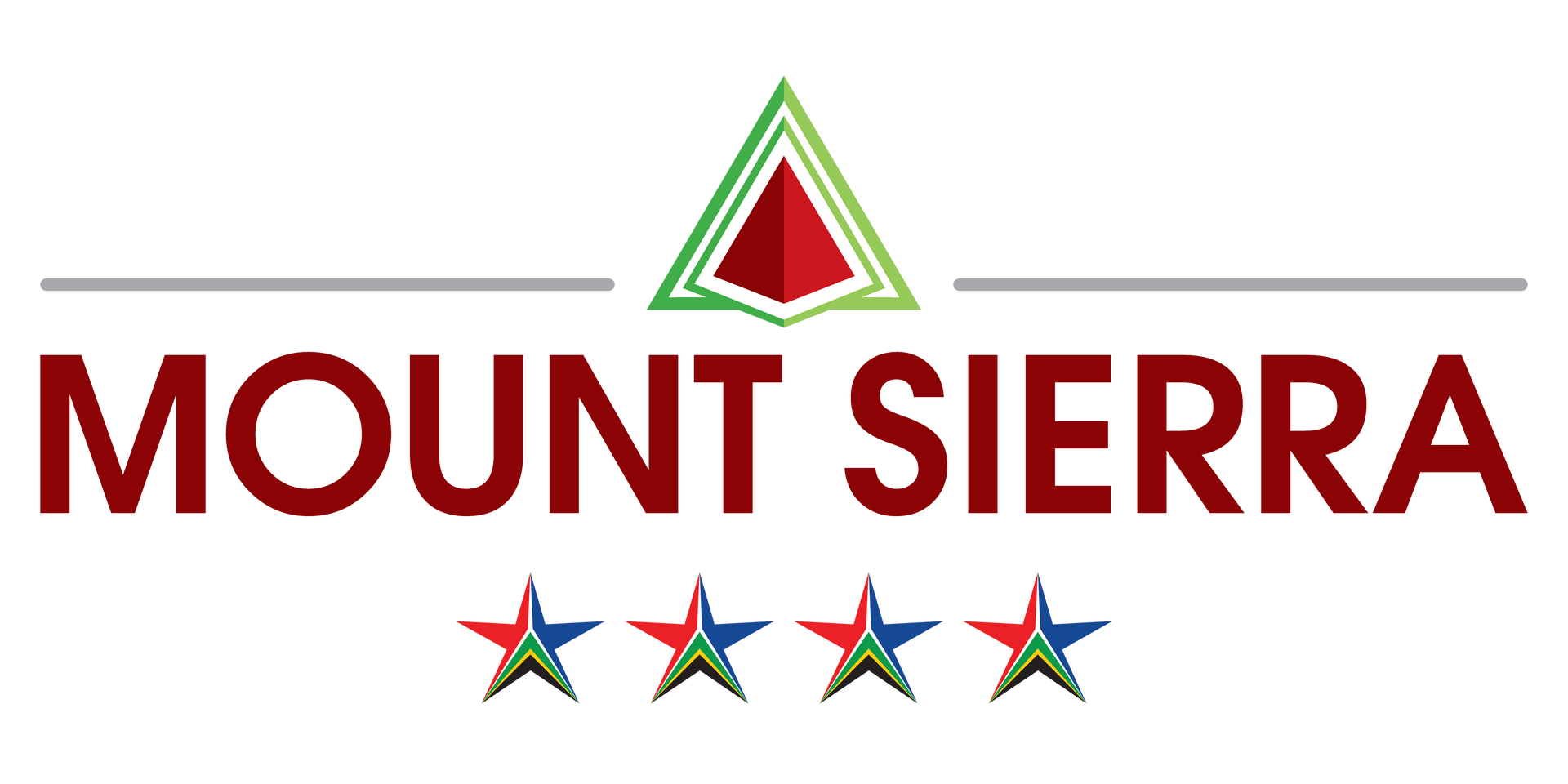 A logo for mount sierra with a triangle and three stars.