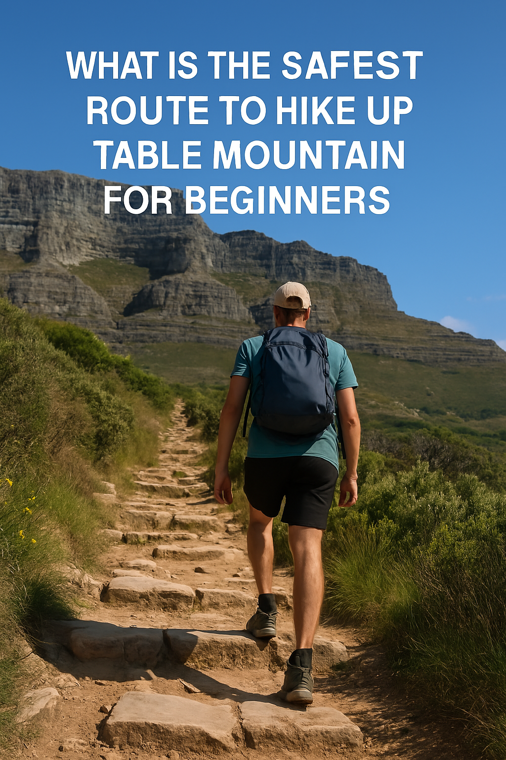 A man with a backpack is hiking up a mountain.