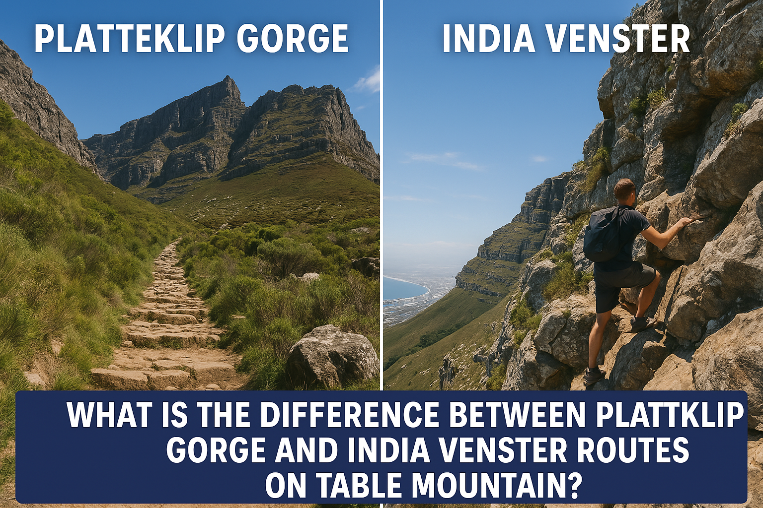 What is the difference between plattklip gorge and india venster routes on table mountain
