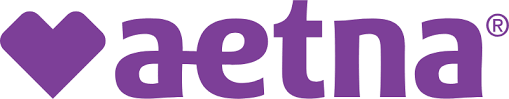 Purple Aetna logo with a heart icon and the word “aetna”