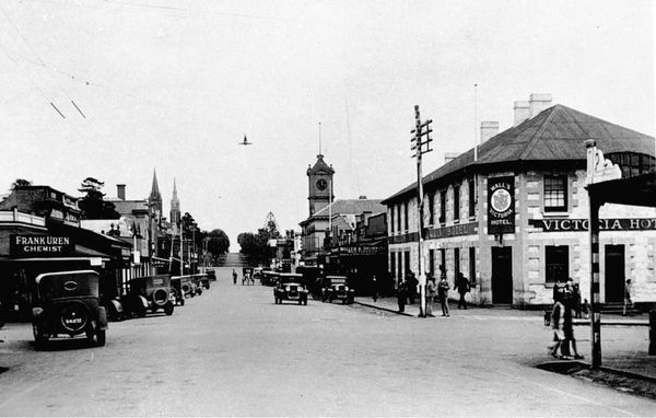 A black and white photo of a victoria hotel A black and white photo of a victoria hotel