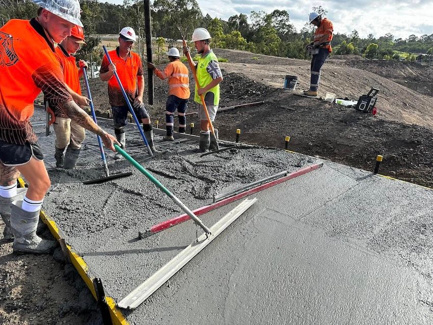 Concreting Team Working On Driveway — Crete to Coast Concreting in Tamborine, QLD