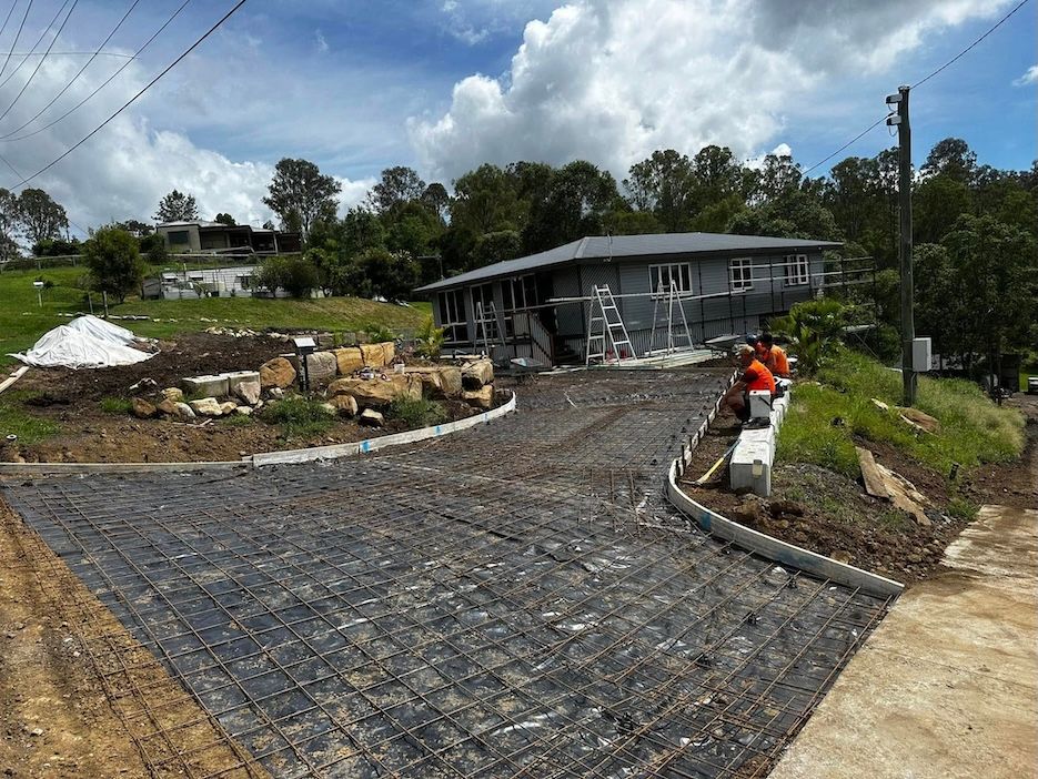 A Large Driveway Construction For A House Built In A Hill — Crete to Coast Concreting in Tamborine Mountain, QLD