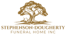 Stephenson-Dougherty Funeral Home Inc logo with gold tree and text on white background