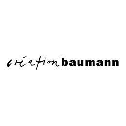 Logo nero “création baumann” su sfondo bianco.