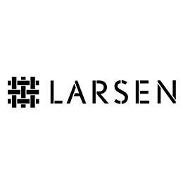 Logo LARSEN in testo nero con un'icona geometrica quadrata su sfondo bianco.