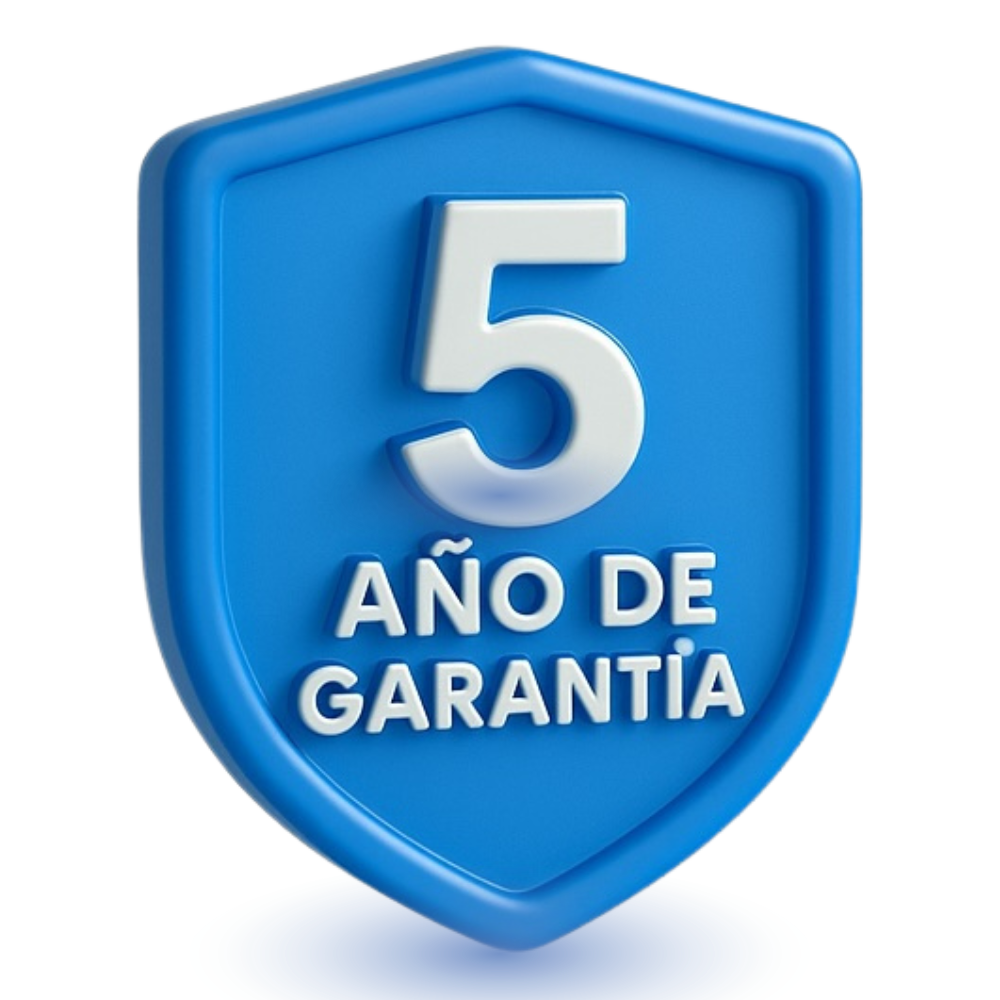 Escudo azul con el texto blanco